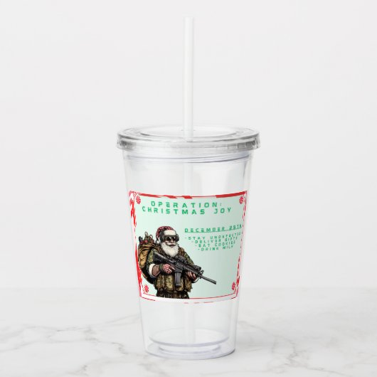 Grappige Militair/Kerstman Acryl Drinkbeker (Voorkant)