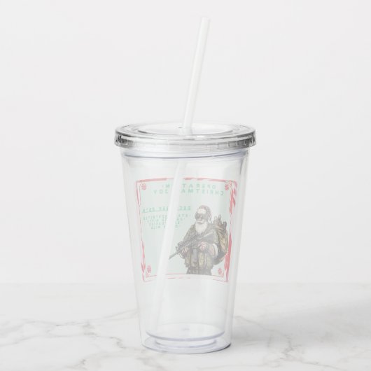 Grappige Militair/Kerstman Acryl Drinkbeker (Achterkant)