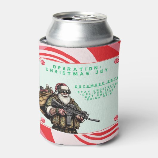 Grappige Militair/Kerstman Blikjeskoeler (Blikje Voorkant)