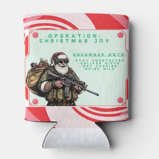 Grappige Militair/Kerstman Blikjeskoeler (Achterkant)
