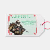 Grappige Militair/Kerstman Cadeaulabel (Voorkant (Horizontaal))