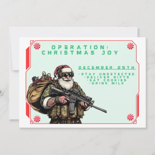 Grappige Militair/Kerstman Feestdagenkaart (Voorkant)