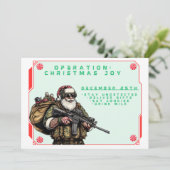 Grappige Militair/Kerstman Feestdagenkaart (Staand voorkant)