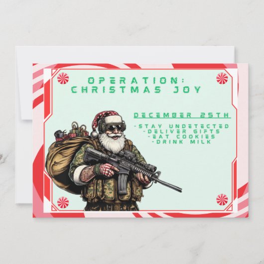 Grappige Militair/Kerstman Feestdagenkaart (Voorkant)