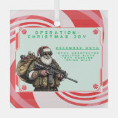 Grappige Militair/Kerstman Glas Ornament (Voorkant)