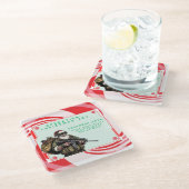 Grappige Militair/Kerstman Glazen Onderzetter (Schuin)