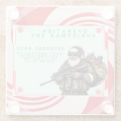 Grappige Militair/Kerstman Glazen Onderzetter (Achterkant)