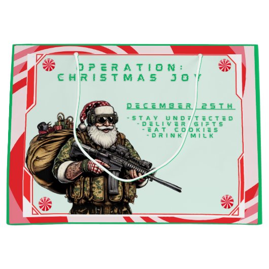 Grappige Militair/Kerstman Groot Cadeauzakje (Voorkant)