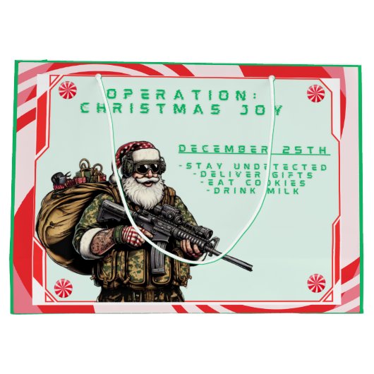 Grappige Militair/Kerstman Groot Cadeauzakje (Achterkant)