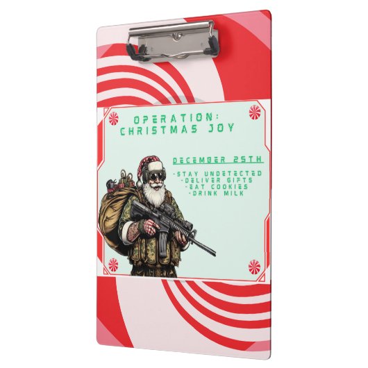Grappige Militair/Kerstman Klembord (Links)
