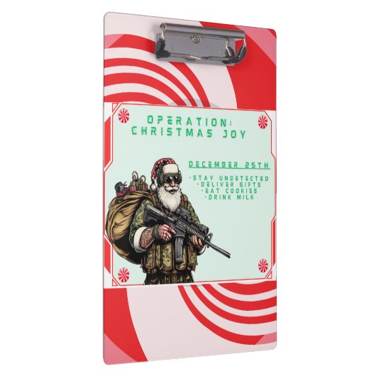 Grappige Militair/Kerstman Klembord (Rechts)