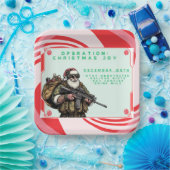 Grappige Militair/Kerstman Papieren Bordje (Feest)