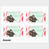 Grappige Militair/Kerstman Rechthoekige Sticker (Vel)