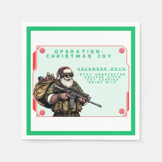 Grappige Militair/Kerstman Servet (Voorkant)