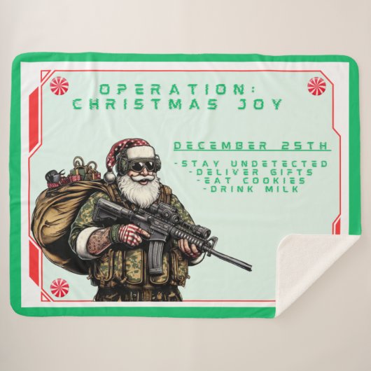 Grappige Militair/Kerstman Sherpa Deken (Voorkant (horizontaal))