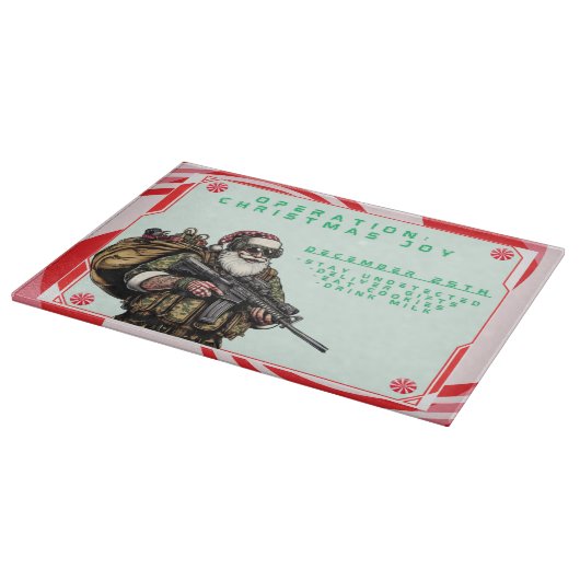 Grappige Militair/Kerstman Snijplank (Hoek)