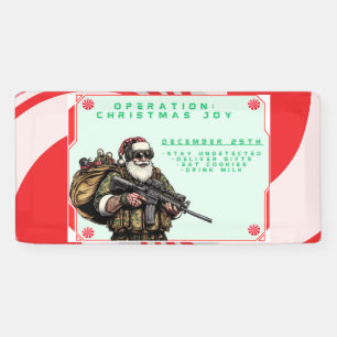 Grappige Militair/Kerstman Spandoek