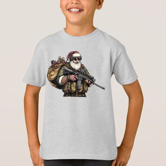 Grappige Militair/Kerstman T-shirt (Voorkant)