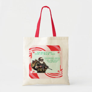 Grappige Militair/Kerstman Tote Bag