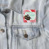 Grappige Militair/Kerstman Vierkante Button 5,1 Cm (In situ)