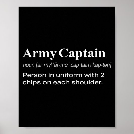 Grappige Militaire Leger Kapitein Definitie Cadeau Poster (Voorkant)