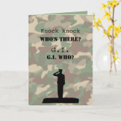 Grappige militaire verjaardag Knock Knock Joke Kaart (Gele Bloem)