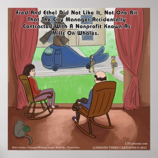 Grappige Mills Over Walvissen Poster (Voorkant)