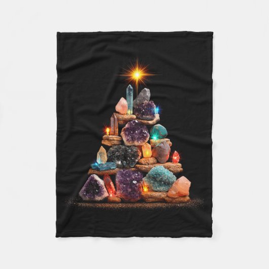 Grappige Mineralen Kerstboom Grafische Kristallen Fleece Deken (Voorkant)