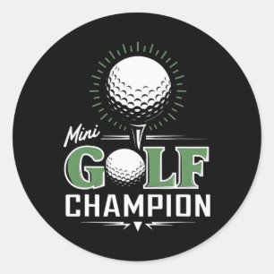 Grappige Mini Golf Miniatuur Golf Kampioen Golfer Ronde Sticker