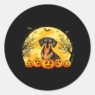 Grappige Miniatuur Pinscher Hond Pompoenen Hallowe Ronde Sticker