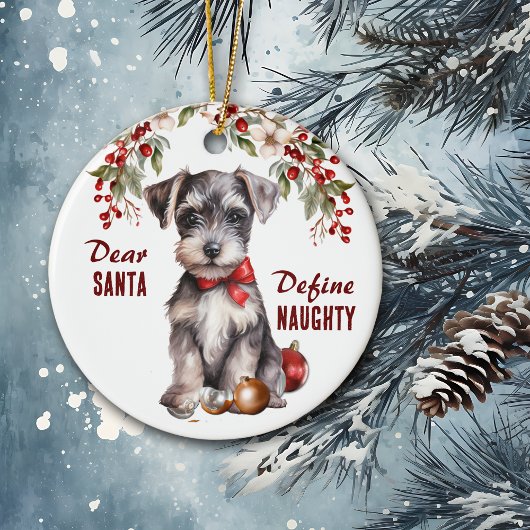Grappige miniatuur Schnauzer Pup Definieer stout Keramisch Ornament