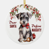 Grappige miniatuur Schnauzer Pup Definieer stout Keramisch Ornament (Voorkant)