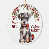Grappige miniatuur Schnauzer Pup Definieer stout Keramisch Ornament (Links)