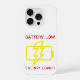 Grappige Minimaal Laag Batterij Waarschuwings Tele iPhone 15 Pro Case