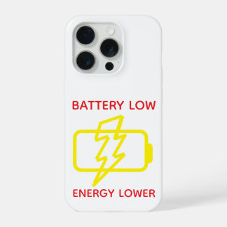 Grappige Minimaal Laag Batterij Waarschuwings Tele iPhone 15 Pro Case