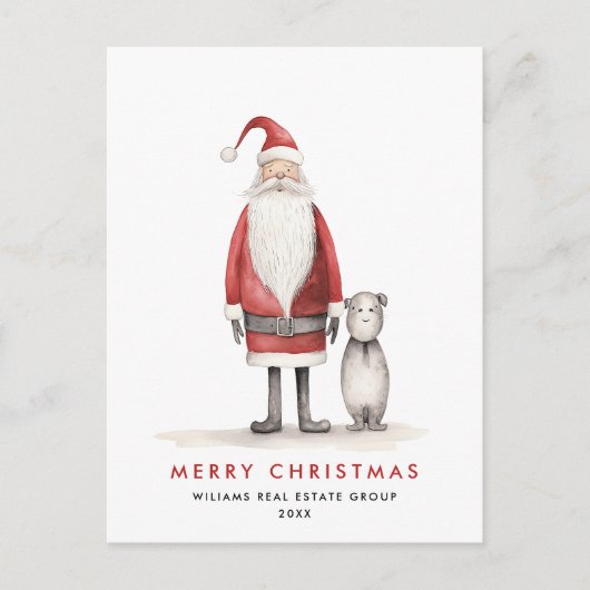 Grappige Minimal Santa Claus Christmas Corporate Briefkaart (Voorkant)