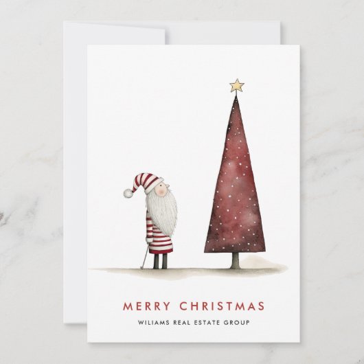 Grappige Minimal Santa Claus Christmas Corporate Feestdagenkaart (Voorkant)