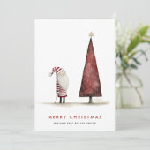 Grappige Minimal Santa Claus Christmas Corporate Feestdagenkaart (Staand voorkant)