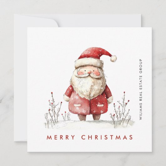 Grappige Minimal Santa Claus Christmas Corporate Feestdagenkaart (Voorkant)