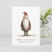 Grappige Minimal Santa Claus Christmas Corporate Feestdagenkaart (Staand voorkant)