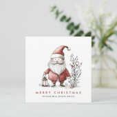 Grappige Minimal Santa Claus Christmas Corporate Feestdagenkaart (Staand voorkant)