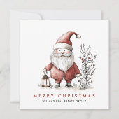 Grappige Minimal Santa Claus Christmas Corporate Feestdagenkaart (Voorkant)