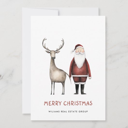 Grappige Minimal Santa Claus Christmas Corporate Feestdagenkaart (Voorkant)