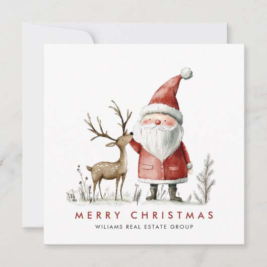 Grappige Minimal Santa Claus Christmas Corporate Feestdagenkaart (Voorkant)