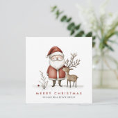 Grappige Minimal Santa Claus Christmas Corporate Feestdagenkaart (Staand voorkant)