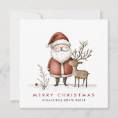 Grappige Minimal Santa Claus Christmas Corporate Feestdagenkaart (Voorkant)