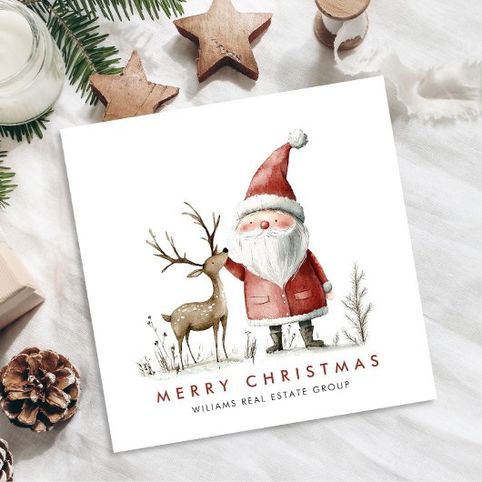 Grappige Minimal Santa Claus Christmas Corporate Feestdagenkaart