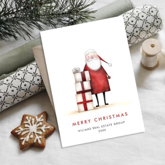 Grappige Minimal Santa Claus Christmas Corporate Feestdagenkaart