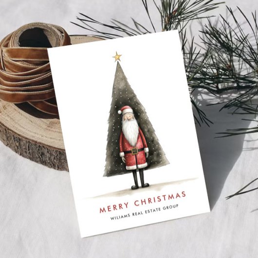 Grappige Minimal Santa Claus Christmas Corporate Feestdagenkaart