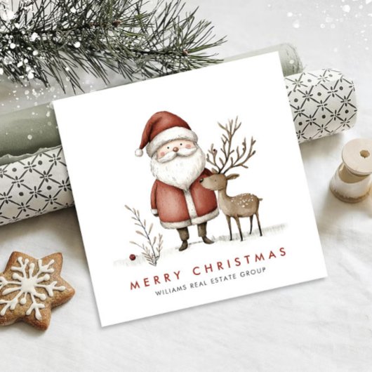 Grappige Minimal Santa Claus Christmas Corporate Feestdagenkaart